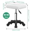 FURWOO Rectangle Rolling Stool with Wheels Height Adjustable Swivel Stool Chair for Spa Salon Massage White view 2