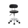 Flulep Round Shape Adjustable Salon Stool with Back and Line Black view 1