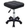FURWOO Square Swivel Stool with Wheels PU Leather Rolling Stool Height Adjustable for Spa Salon Massage Black view 1