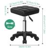 FURWOO Square Swivel Stool with Wheels PU Leather Rolling Stool Height Adjustable for Spa Salon Massage Black view 2