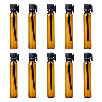 100Pcs 2ml Mini Empty Perfume Sample Bottles Glass Essential Oils Sample Vials with Black Cap Refillable Sample Vial Containers Glass Drop Stick Bottle for Aromatherapy Essential Oil, Amber