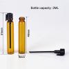 100Pcs 2ml Mini Empty Perfume Sample Bottles Glass Essential Oils Sample Vials with Black Cap Refillable Sample Vial Containers Glass Drop Stick Bottle for Aromatherapy Essential Oil, Amber view 3