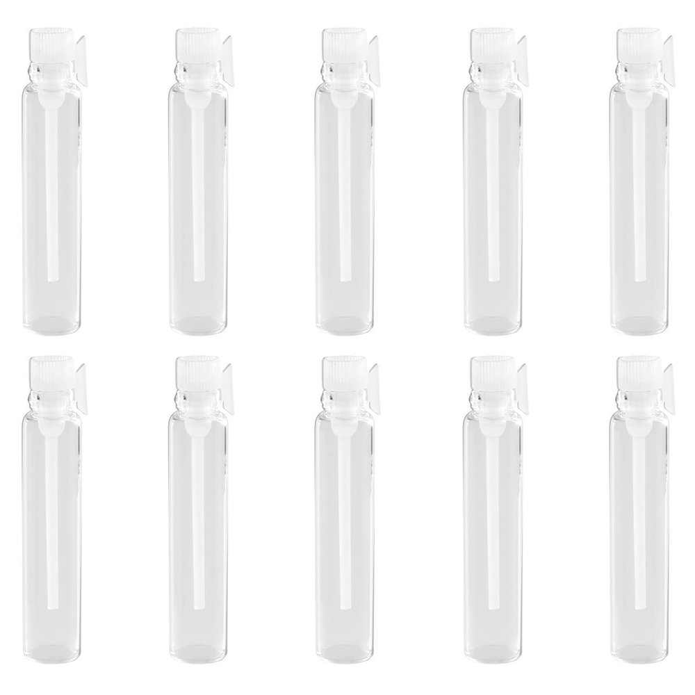 100Pcs 2ml Mini Empty Perfume Sample Bottles Glass Essential Oils Sample Vials Bottles with Translucent Cap Refillable Sample Vial Containers Glass Drop Stick Bottle for Aromatherapy Essential Oil