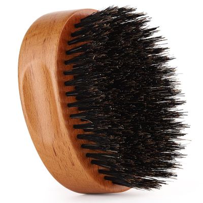 PERFEHAIR Boar Bristle Beard Brush for Men, Firm Bristles Wood Hair Comb for Mustache, Thin, Short Hair - Military Style