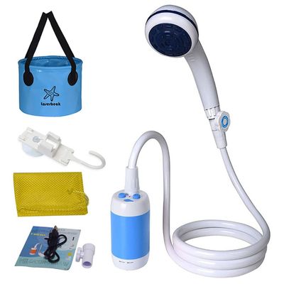 TOTRAVE Portable Electric Shower Outdoor Camping Bathing Portable Showers Head Pet Shower Car Washer with Hose Bathe Tool Travel Caravan,Blue
