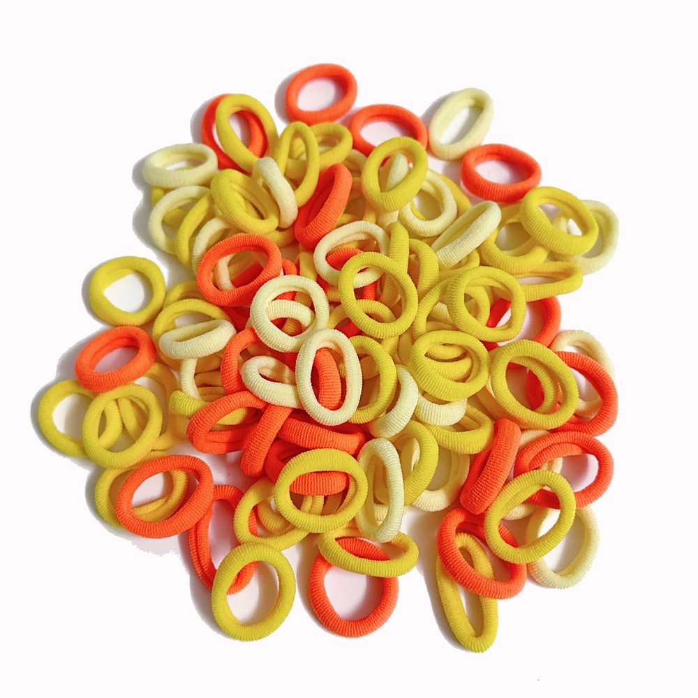 100Pcs Seamless Cotton Hair Ties for Toddler Girls Elastics Hair Ties No Damage Diameter 1 inch Ponytail Holders Baby Thin Hair Orange