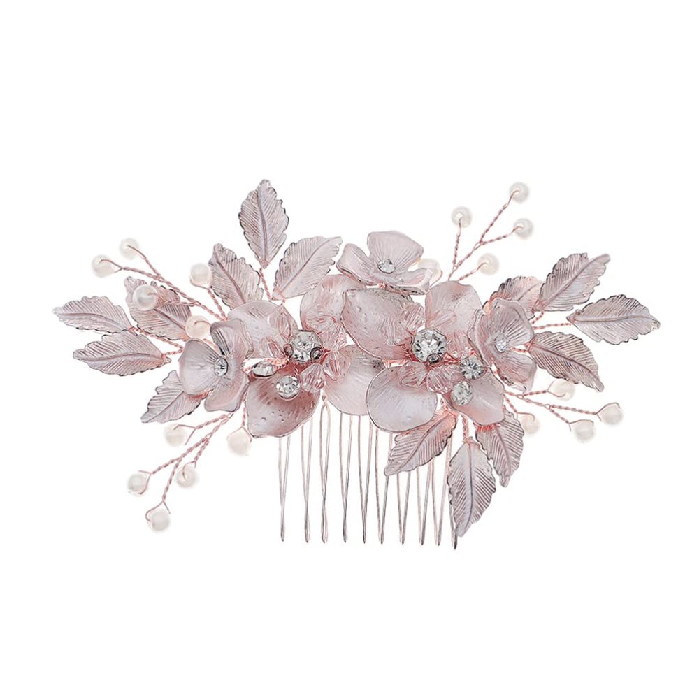 LALAFINA Bridal Hair Comb Clip Floral Design Lightweight Wedding Hair Accessory for Bride Elegant Side Comb for Special Occasions and Celebrations