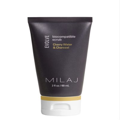 MILAJ Evolve Biocompatible Face Scrub | Charcoal & Cherry Water Facial Exfoliator to Cleanse Pores and Reduce Uneven Skin Tone | Clean Skincare for Regular Use 2fl oz
