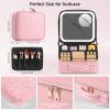 RRtide Makeup Bag with Mirror of LED Lighted, Travel Makeup Train Case Cosmetic Bag Organizer with Mirror and Lights, Make up Bag with Light up Mirror Adjustable Divider Brush Board view 2