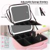 RRtide Makeup Bag with Mirror of LED Lighted, Travel Makeup Train Case Cosmetic Bag Organizer with Mirror and Lights, Make up Bag with Light up Mirror Adjustable Divider Brush Board view 4