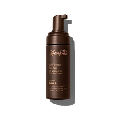 Loving Tan Platinum Self Tanning Mousse, Dark -Streak Free, Natural Looking, Professional Quality Self Tanner -5+ Self Tan Applications per Bottle, Naturally Derived DHA - 4 Fl Oz - Packaging May Vary