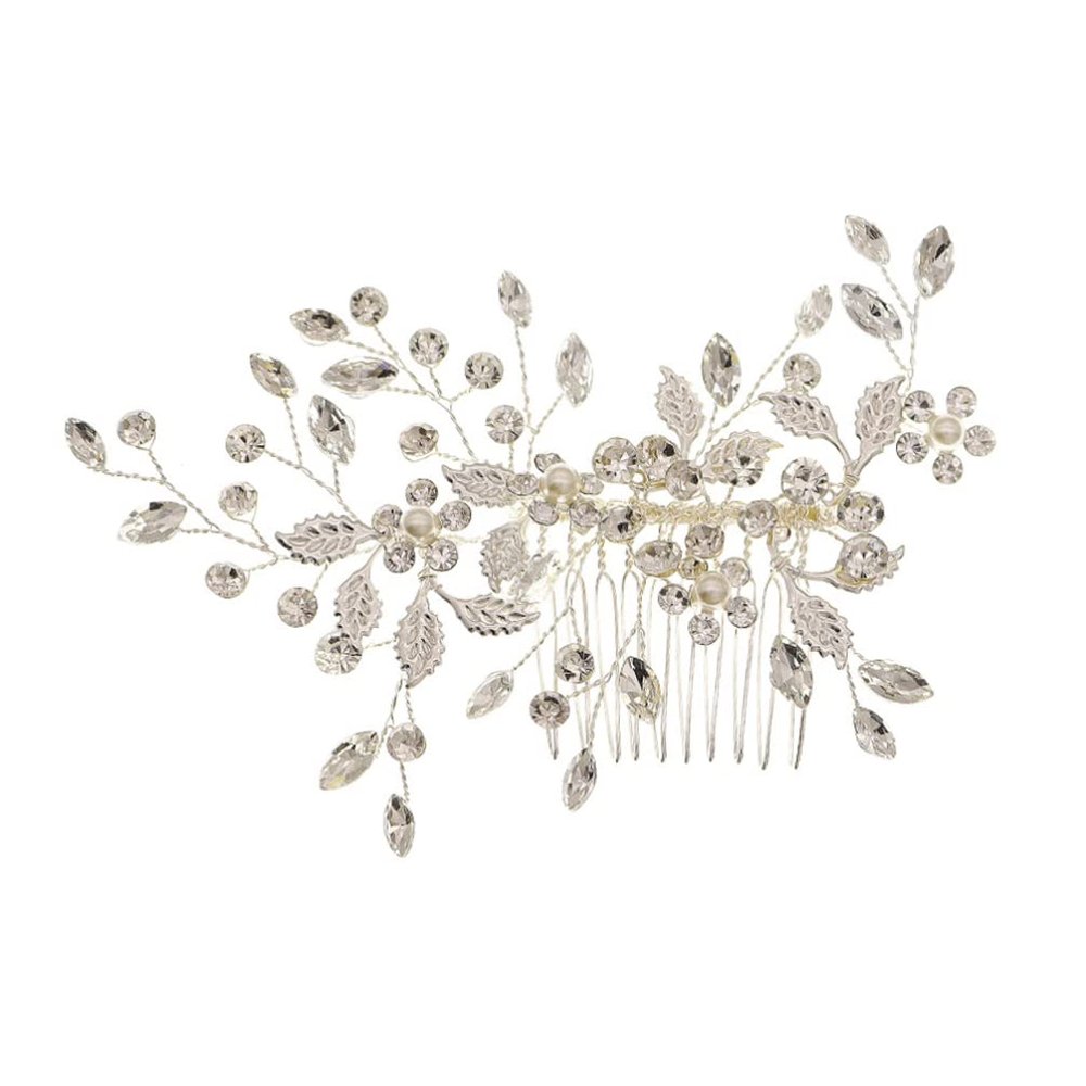 LALAFINA 1pc Elegant Rhinestone Flower Hair Comb for Wedding Bridal Headdress Handmade Accessories for Women for Special Events and Photography Props