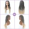 31" Box Braided Wig for Black Women 5"X12" Lace Front Hand Braids with Baby Hair Lightweight Micro Twist Braid Wigs Synthetic Hairpiece(#1B/613T Black Blonde Ombre) view 3