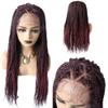 31" Box Braided Wig for Black Women 5"X12" Lace Front Hand Braids with Baby Hair Lightweight Micro Twist Braid Wigs Kanekalon Synthetic Hairpiece (#1B/99JT Black Mix Wine Red) view 1