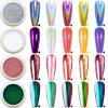 Chrome Nail Powder -White Pearl Clear Unicorn Iridescent Holographic Metallic Mirror Chrome Powder for Nails, Chameleon Rose Gold Purple Glitter Pigment view 3
