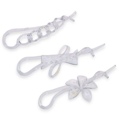 Parcelona French Twist n Clip Flower, Bow and Chain 4" Celluloid Metal Free Hair Barrette Clips Non Slip Women Hair Accessories Hair Clip for Girls, Made in France(Crystal Clear)
