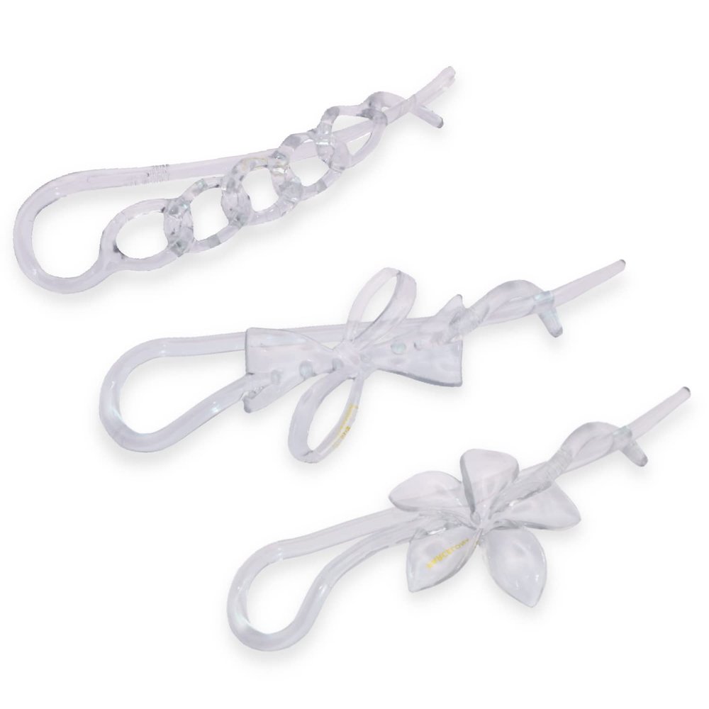 Parcelona French Twist n Clip Flower, Bow and Chain 4" Celluloid Metal Free Hair Barrette Clips Non Slip Women Hair Accessories Hair Clip for Girls, Made in France(Crystal Clear)