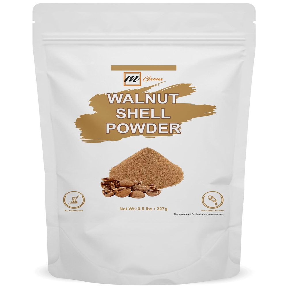 mGanna 100% Natural Walnut Shell Powder (Mesh Size 40-60) for Gentle Skin Exfoliation, Scrubs, and Face Masks 0.5 LBS / 227 GMS