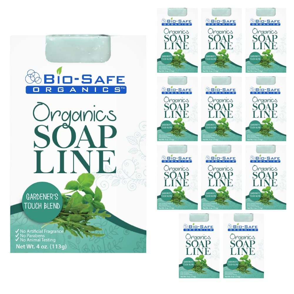 Bio-Safe Organics Organic All Natural Handmade Gardener's Touch Blend, Exfoliating Shampoo Bar, Essential Oils, All Skin Types, Men, Women, Teens & Children, Made in the USA - 4 oz - 12 Pack