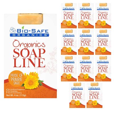 Bio-Safe Organics Organic All Natural Handmade Pride of Prairie Sage, Exfoliating Shampoo Bar, Essential Oils & Organic Ingredients, All Skin Types, Made in the USA, 4 oz - 12 Pack