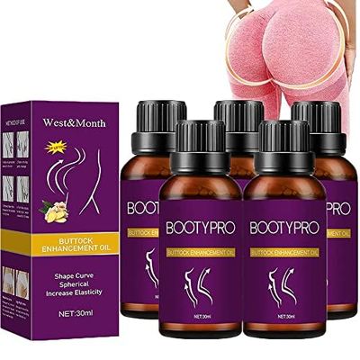 BootyPro Hip Lifting Massage Oil, Booty Lift Hip Lifting Massage Oil, Booty Pro Oil, Plump Up Booty Enhancement Oil, Hiplift Buttocks Essential Oil for Women, 1Fl Oz (5 PCS)