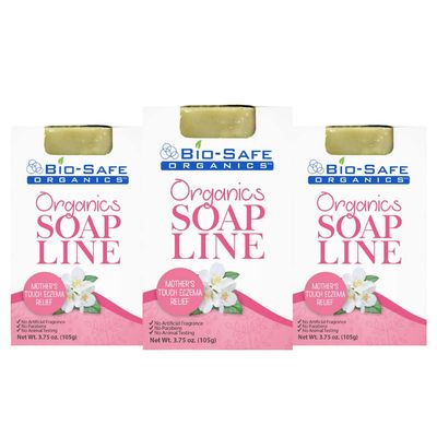 Bio-Safe Organics Organic Handmade Natural Mothers Touch Soap Bar, Exfoliating Shampoo Bar, Essential Oils, All Skin Types, Men, Women, Teens & Children, Made in the USA - 4 oz -3 Pack