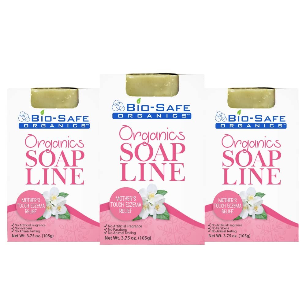 Bio-Safe Organics Organic Handmade Natural Mothers Touch Soap Bar, Exfoliating Shampoo Bar, Essential Oils, All Skin Types, Men, Women, Teens & Children, Made in the USA - 4 oz -3 Pack