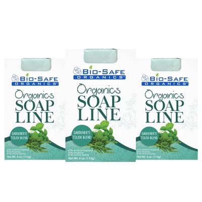 Bio-Safe Organics Organic All Natural Handmade Gardener's Touch Blend, Exfoliating Shampoo Bar, Essential Oils, All Skin Types, Men, Women, Teens & Children, Made in the USA - 4 oz - 3 Pack