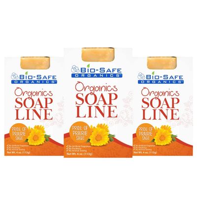 Bio-Safe Organics Organic All Natural Handmade Pride of Prairie Sage, Exfoliating Shampoo Bar, Essential Oils & Organic Ingredients, All Skin Types, Made in the USA, 4 oz - 3 Pack