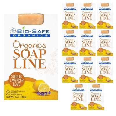 Bio-Safe Organics Citrus Lavender Love Organic Soap | 100% Organic Handmade Luxurious Bath Soap | All Natural Soap| Relaxing Aromatherapy for All Skins | Moisturize w Pleasure Fragrance 4 Oz /12 Pack