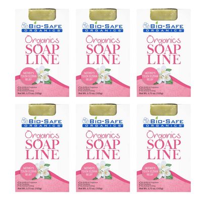 Bio-Safe Organics Organic Handmade Natural Mothers Touch Soap Bar, Exfoliating Shampoo Bar, Essential Oils, All Skin Types, Men, Women, Teens & Children, Made in the USA - 4 oz - 6 Pack