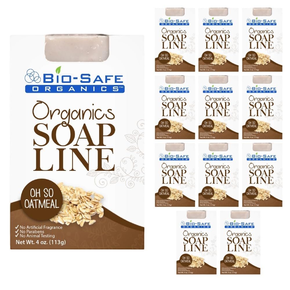 Bio-Safe Organics Organic Natural Oh So Oatmeal Shampoo Soap Bar with Coconut & Rosemary | Exfoliating Beauty Bar Enjoy Healthy Skin | Gentle Care for Sensitive Skin | Handmade in USA | 4 Oz. - 12 Pack