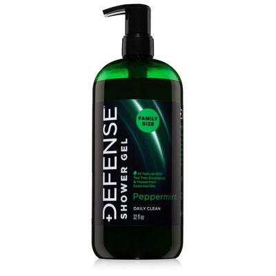 Defense Soap Peppermint Tea Tree Body Wash | All Natural Organic Shower Soap for Athletes | Odor Control & Skin Fungal Protection for Sports, Post Workout & Recovery - 32 oz