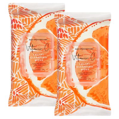 Body Prescription Makeup Cleansing Wipes - Gentle and Effective Face Wipes, 1 Count (Pack of 2), Vitamin C