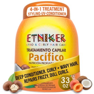 Etniker Pacifico, Leave in conditioner for curly hair, Coconut curling cream, Curly hair deep conditioner mask. Salon grade results 33 Oz.
