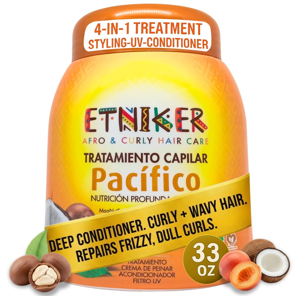Etniker Pacifico, Leave in conditioner for curly hair, Coconut curling cream, Curly hair deep conditioner mask. Salon grade results 33 Oz.