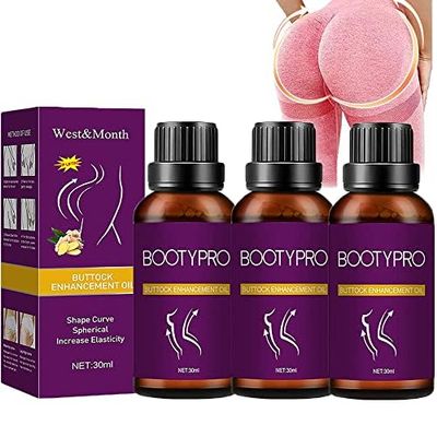BootyPro Hip Lifting Massage Oil, Booty Lift Hip Lifting Massage Oil, Booty Pro Oil, Plump Up Booty Enhancement Oil, Hiplift Buttocks Essential Oil for Women, 1Fl Oz (3 PCS)