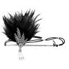 1920s Vintage Flapper Headbands Crystal Headpiece Ostrich Feather Hair Band for Women Girls Prom Party Festival Gatsby Hair Jewelry (B-Silver-black) view 3