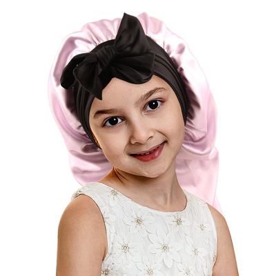 Geatremy Kids Braids Bonnet Double Layer Long Silky Sleep Satin Bonnet with Strechable Srap Double Layer Cap with Tie for Curly, Long Hair Sleeping Bonnet for Girls Purple