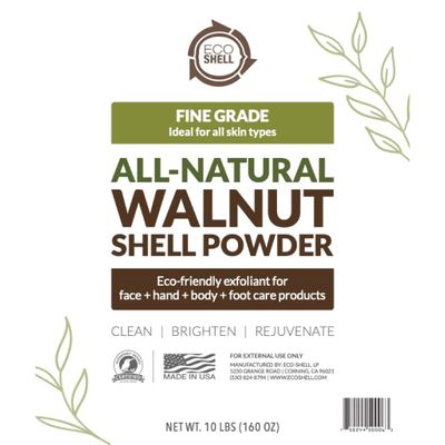 Eco-Shell All-Natural Walnut Shell Powder, Fine Grade, Natural Product For Skin Exfoliation, Body Scrub, Foot Scrub, 10 lbs (160 Oz)