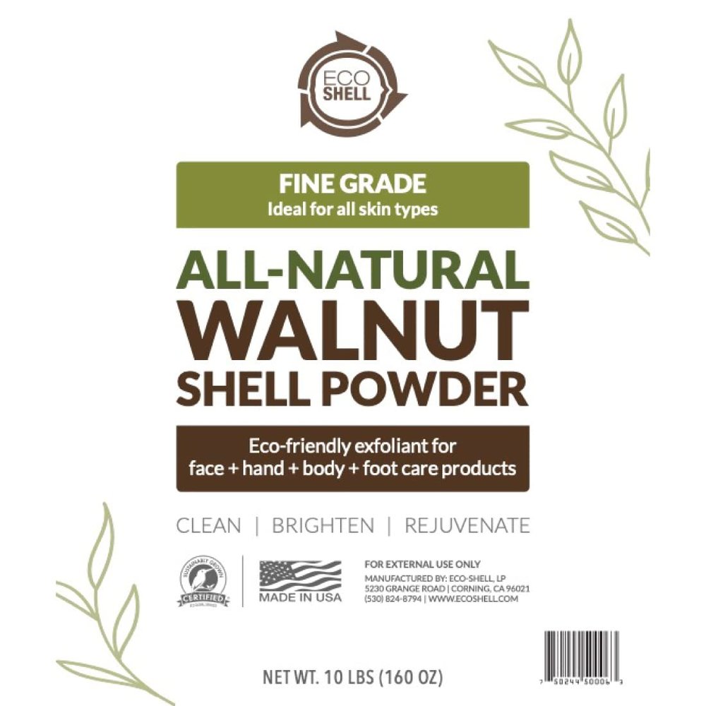 Eco-Shell All-Natural Walnut Shell Powder, Fine Grade, Natural Product For Skin Exfoliation, Body Scrub, Foot Scrub, 10 lbs (160 Oz)