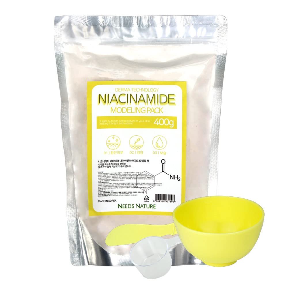 Modeling Mask with Niacinamide for Face NEEDS NATURE | Pore-Refining Peel-Off Rubber Mask | Korean Skincare | Home Spa Treatment | 400g Powder Pack with Mixing Tools