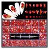LiFBeauTiFul Luxury Shiny Diamond Nail Art Rhinestones Kit Glass Crystal Decorations Set 1pcs Pick Up Pen in Grids Box 21 Shapes of 2500pcs Home (Color : Red 2500pcs) view 1