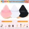 Meanplan 100 Pcs Powder Puff Face Soft Makeup Sponge Triangle Powder Puffs for Loose Velour Cosmetic Foundation Wet Dry Sponge Makeup Tools(Black, White, Pink) view 4