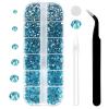 3792 Pcs Aquamarine Flatback Rhinestones Set for Nail, Art, Crafts, Makeup, Tumblers Glitter Round with Tweezers and Picking Pen(SS6~SS20) view 1