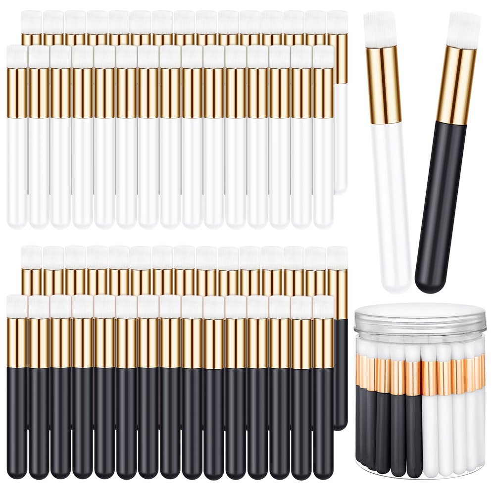 Funtery 60 Pieces Lash Cleaning Brush Shampoo Brushes with Container Cleansing Lash Extension Supplies Cleanser for Extensions Nose Pore Cleaning Brush Peel off Blackhead(Black, White)