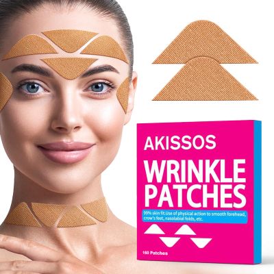Akissos Wrinkle Patches 160 PCS Face Lift Tape DIY Multifunction Comfort Smooth Skin Solution for Forehead, Eyes 11 Lines, Crows Feet, Laugh Lines, Neck & Face Overnight