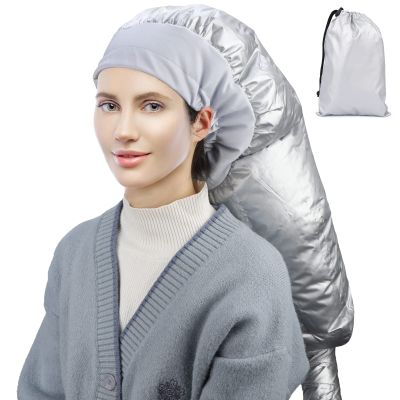 Segbeauty Bonnet Hooded Hair Dryer Attachment, Extra Large Upgraded Drying Heat Cap with Elastic Strap, Adjustable Deep Conditioning Cap for Natural Curly Textured Hair Care Styling Fast Drying Sliver