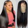 13x6 Lace Front Wigs Human Hair Pre Plucked with Baby Hair 180% Density Straight HD Transparent Lace Frontal Glueless Wigs for Black Women Human Hair Bleached Knots No Shedding Full And Thick 18 Inch view 1