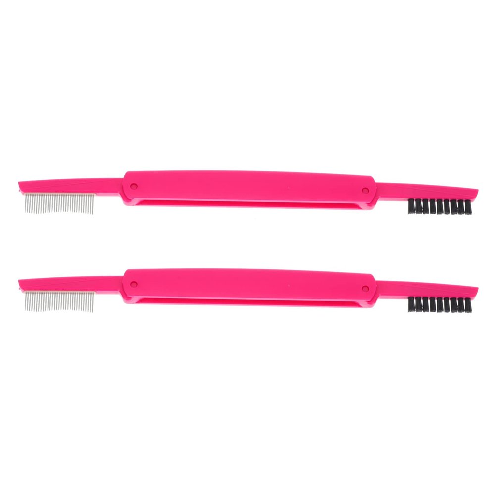 SOLUSTRE 2pcs Foldable Eyelash Combs Eyebrow Brushes Double-ended Makeup Tool for Easy Grooming Separation of Lashes and Brows Multi-functional Design Random Colors